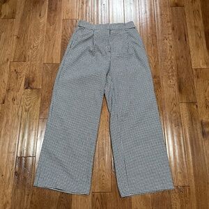 Loft Women's Wide Leg Trousers Black and White Checker Pattern, Size 4